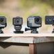 The rig I built for comparing footage. From left to right: GoPro Hero5, Sony X3000R, GoPro Hero6, Yi 4k+.